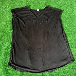 Subaru Rally Team USA V-Neck Sleeveless Open Back Black Blouse Run Top Size S